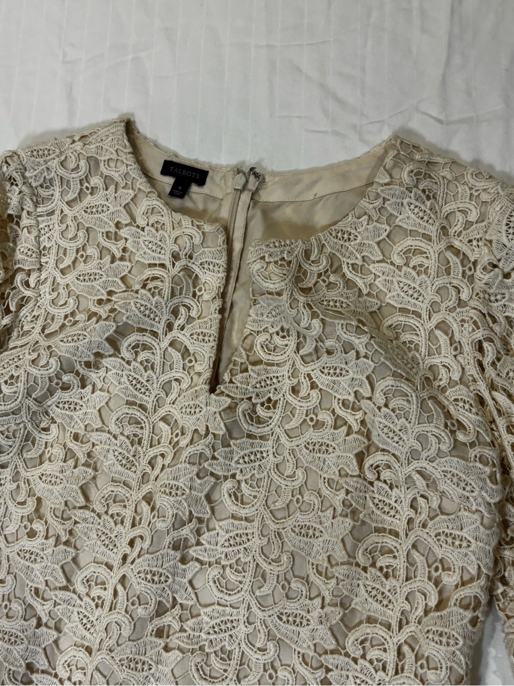 Talbots Cream Lace Shift Dress - Picture 4 of 6